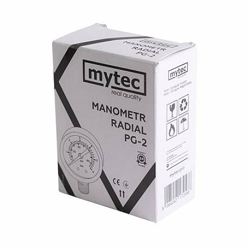 Манометр для давления воды Mytec PG-2 на 6 бар с нижним подключением 1/4" корпус D50 мм