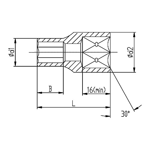 Насадка шестигранна коротка 1/2" 12мм CrV ULTRA (6070122)
