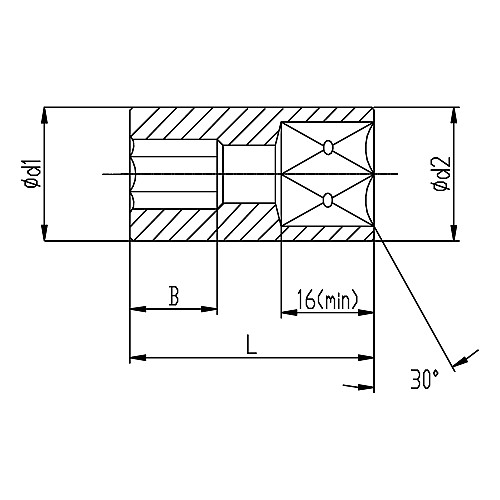 Насадка шестигранная короткая 1/2" 16мм CrV ULTRA (6070162)