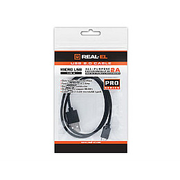 Кабель Real-el Pro USB2.0 AM-micro USB type B 1 м черный