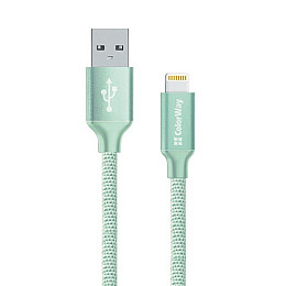 Кабель ColorWay USB/Lightning M/M 2.4 А 2 м Mint CW-CBUL007-MT