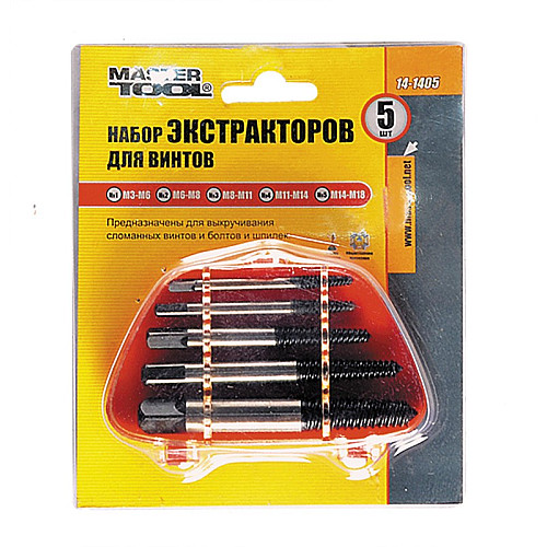 Набор для выкручивания сорванных винтов MASTERTOOL GM 5 штук (14-1405)