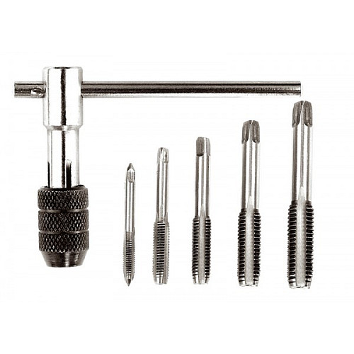 Набор метчиков MASTERTOOL с Т-образным держателем 6 эл. (M4/M5/M6/M8/M10) 15-1406