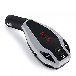 FM-трансмітер RIAS X7 Bluetooth+USB+SD+AUX+MP3+Hands Free Чорний-Срібний (3_00313)