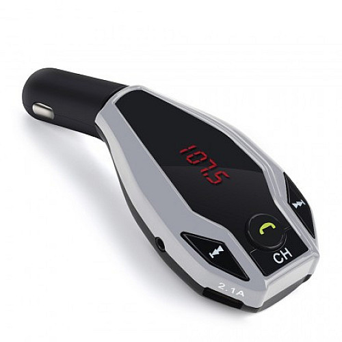 FM-трансмиттер RIAS X7 Bluetooth+USB+SD+AUX+MP3+Hands Free Black-Silver (3_00313)