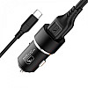 Автомобільне зарядне пристрій Sky Dolphin SZ02T Aluminium 2USB 2.4A Black AZP-000072 кабель Type-C