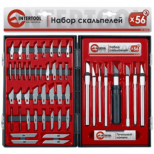 Набір скальпелів у пластиковому футлярі INTERTOOL HT-0530 56 од