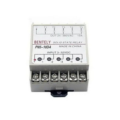 Реле твердотельное однофазное SSR PN5-10DA 10А DC-AC 5-канальное