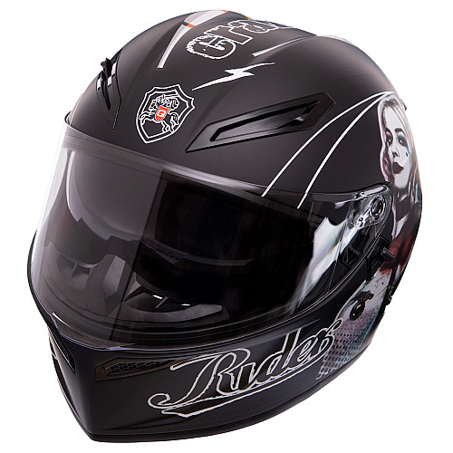 Мотошлем QKE HARLEY QUINN M-9545 XL Черный-белый