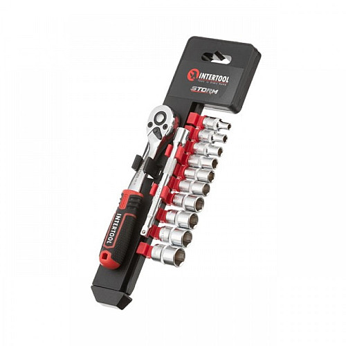 Набор головок INTERTOOL STORM 1/4" 4-13 мм 72 зуба 12ед Cr-V ET-8012
