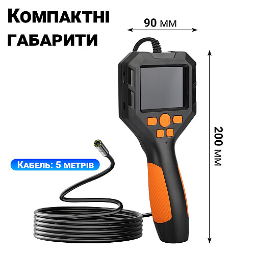 Ендоскоп автомобільний технічний з дисплеєм Podofo P10h-5 8 мм FullHD 1080P 5 м