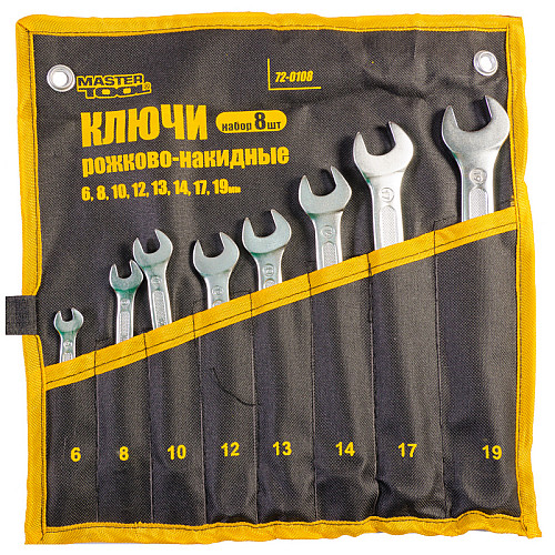 Ключі рожково-накидні MASTERTOOL набір 8 шт (72-0108)