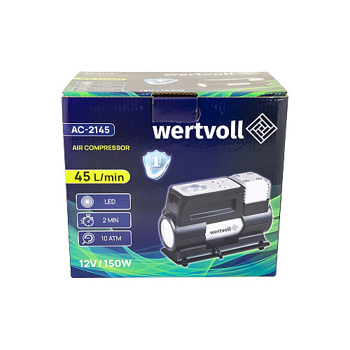 Компресор автомобільний і сумка WERTVOLL 12 V 150 PSI 12 A 150 Вт 45 л/хв (AC-2145)
