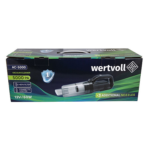 Пылесос автомобильный и сумка WERTVOLL 5000 PA 12 V 5 A 60 Вт (AC-5000)