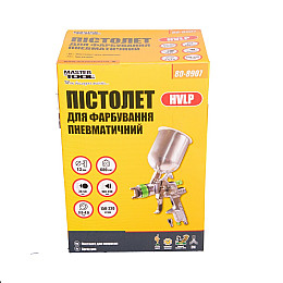 Краскопульт пневматичний MASTERTOOL HVLP, GLAZE ВАЛБ 600 мл, Ø 1,3 мм, 150-220 л/хв, 3-4 бар (80-8907)