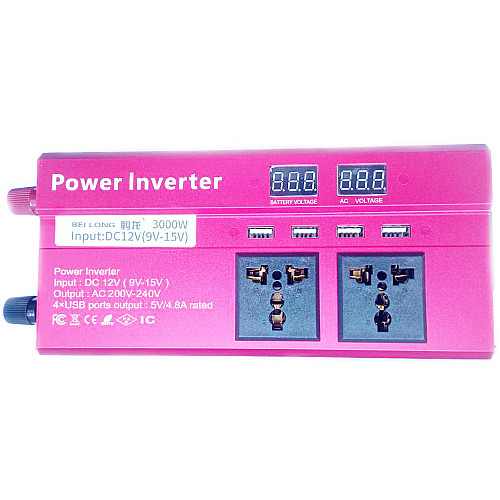 Автомобільний інвертор Bei Long Power Inverter 019 з 12V на 220V 3000W модифікована синусоїда Red (11061-hbr)