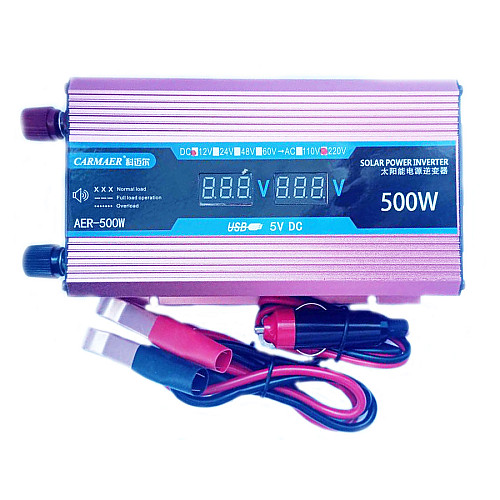 Інвертор напруги Carmaer Power Inverter 025 з 12V на 220V 500W модифікована синусоїда Red (11066-hbr)