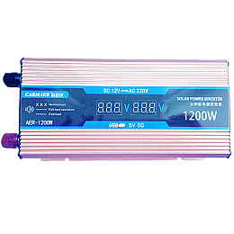 Інвертор напруги Carmaer Power Inverter 028 з 12V на 220V 1200W модифікована синусоїда Gold (11067-hbr)
