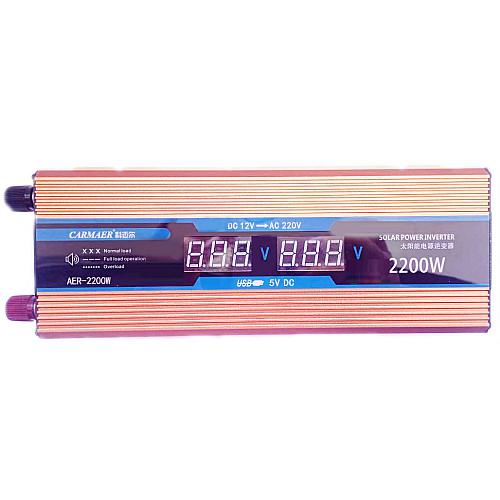 Інвертор напруги Carmaer Power Inverter 027 з 12V на 220V 2200W модифікована синусоїда Gold (11069-hbr)