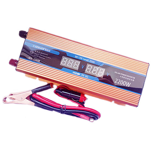 Інвертор напруги Carmaer Power Inverter 027 з 12V на 220V 2200W модифікована синусоїда Gold (11069-hbr)