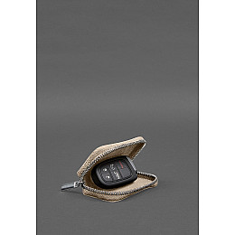 Кожаный чехол для автомобильного ключа светло-бежевый краст BlankNote