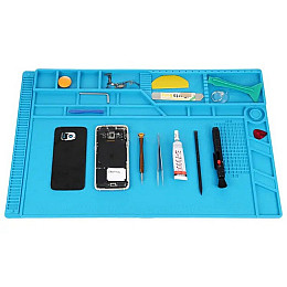Коврик для пайки силіконовий термостійкий 55x35 см S-180 Blue MHZ