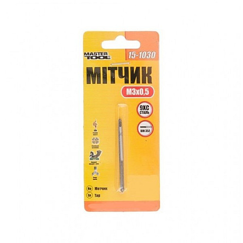 Метчик для нарезания резьбы M3 0,5 мм MASTERTOOL GM (15-1030)