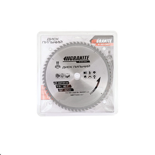 Диск пильний для дерева GRANITE 300х32х60Т адаптер 32-30/32-25.4 5100 об/хв (5-30-060)
