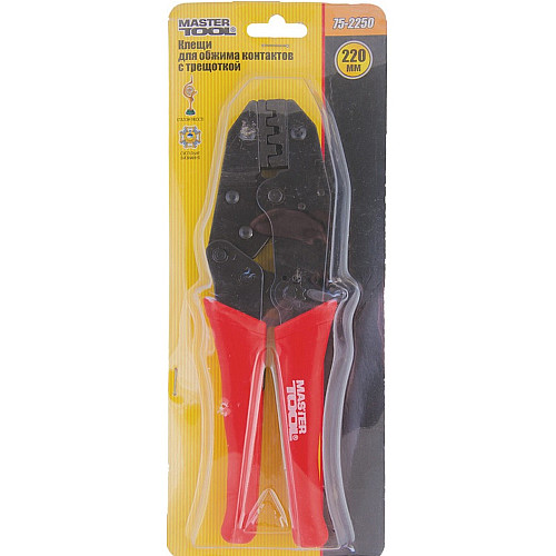 Клещи для обжима контактов с храповым механизмом MASTERTOOL 0.5-6.0 мм² Red (75-2250)