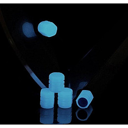 Флуоресцентные колпачки на нипель для велосипеда машины самоката Bluefield набор с 4 шт синий (RT050780-4)