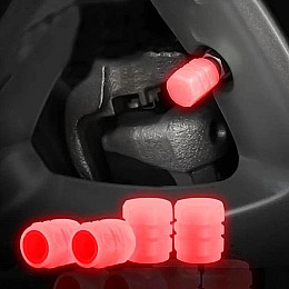 Флуоресцентные колпачки на нипель для велосипеда машины самоката Bluefield набор с 10 шт красный (RT050781-10)