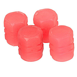 Флуоресцентные колпачки на нипель для велосипеда машины самоката Bluefield набор с 4  шт красный (RT050781-4)