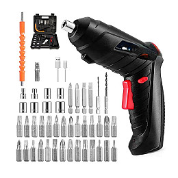 Шуруповерт акумуляторний RIAS CY0210-47 USB 3.6V з насадками 47в1 в кейсі Black