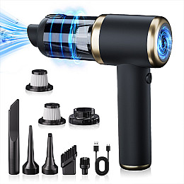 Автомобильный пылесос HELLO LEIBOO T-132 Black+Gold + сумка120 Вт TYPE-C 2000 mAh