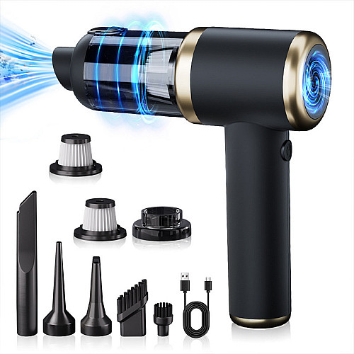 Автомобильный пылесос HELLO LEIBOO T-132 Black+Gold + сумка120 Вт TYPE-C 2000 mAh