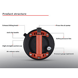 Вакуумная присоска с манометром Newton 200 мм до 120 кг