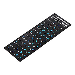 Наклейки букви на клавіатуру KeyBoard Російський/Англійський 11x13 мм Чорний/сині російські букви (gab_krp40xJwX17564)