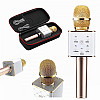 Беспроводной караоке микрофон GTM с динамиками в чехле Bluetooth USB Q7 Gold