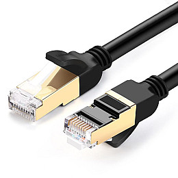 Патч-корд Ugreen NW107 прямой UTP сетевой кабель Ethernet Cat7 с RJ 45 1м Черный (11268)