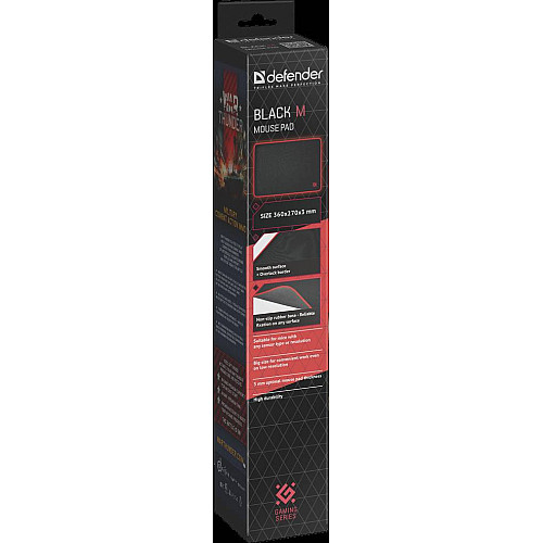 Коврик для миші Defender Black M (50560) (6383542)