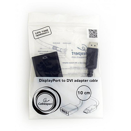 Адаптер Cablexpert DisplayPort DVI M/M 0.1 м Black (A-DPM-DVIF-002)