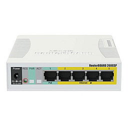 Комутатор MikroTik CSS106-1G-4P-1S (RB260GSP) (5x1Gb, 1x SFP, Пасивний PoE out на 2-5 портах)
