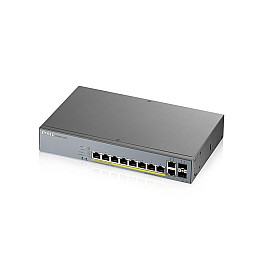 Комутатор ZYXEL GS1350-12HP (8xGE PoE+, 2xGE, 2xSFP, макс 130W, L2, метал)
