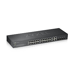 Комутатор ZYXEL GS1920-24HPv2 (GS192024HPV2-EU0101F) (24xGE PoE, 4xGE/SFP, Smart, NebulaFlex, Макс PoE 375W)