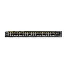 Коммутатор ZYXEL GS1920-48HPv2 (4xGE, 4xGE/SFP, 2хSFP, 48хGE PoE, Max PoE 375W, Smart, NebulaFlex)