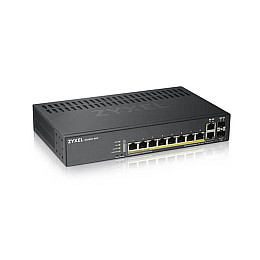 Комутатор ZYXEL GS1920-8HPV2 (8xGE PoE+, 2xGE/SFP, Макс PoE 130W, Смарт, NebulaFlex)