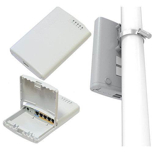 Маршрутизатор MikroTik PowerBox (RB750P-PBr2) (650MHz/64Mb, 5х100Мбіт, PoE out, вуличний)