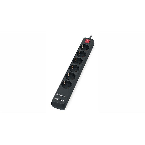 Фільтр живлення Real-el RS-6 Protect USB 3м Black