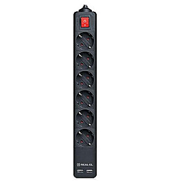 Фільтр живлення Real-el RS-6 Protect USB 5м Black