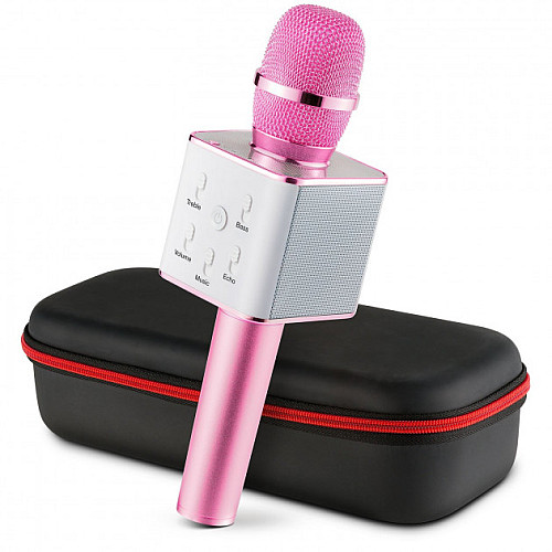 Бездротовий караоке мікрофон колонка Bluetooth FanMusic Q7 Рожевий Оригінал